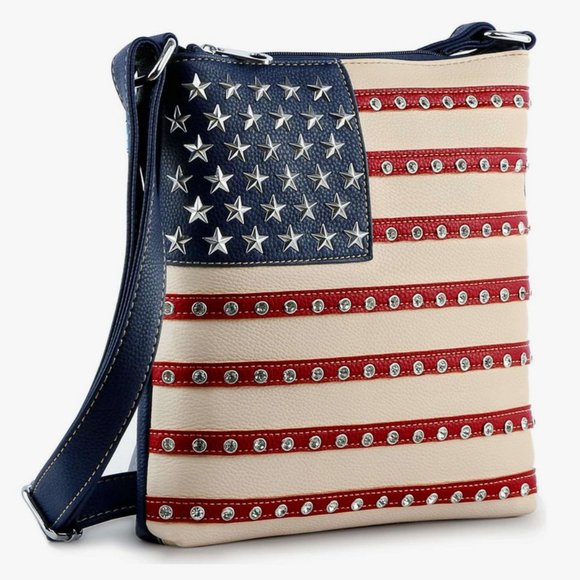 American Flag Rhinestone Crossbody Purse - Picture 1 of 5